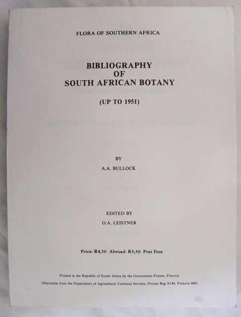 Bibliography of South African Botany.