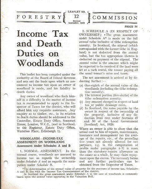 Income Tax and Death Duties on Woodlands.